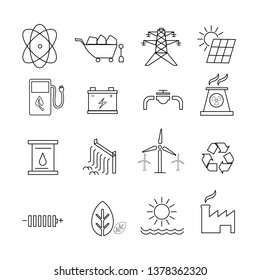 Electricity Icons Set Thin Line Style Stock Vector (Royalty Free ...