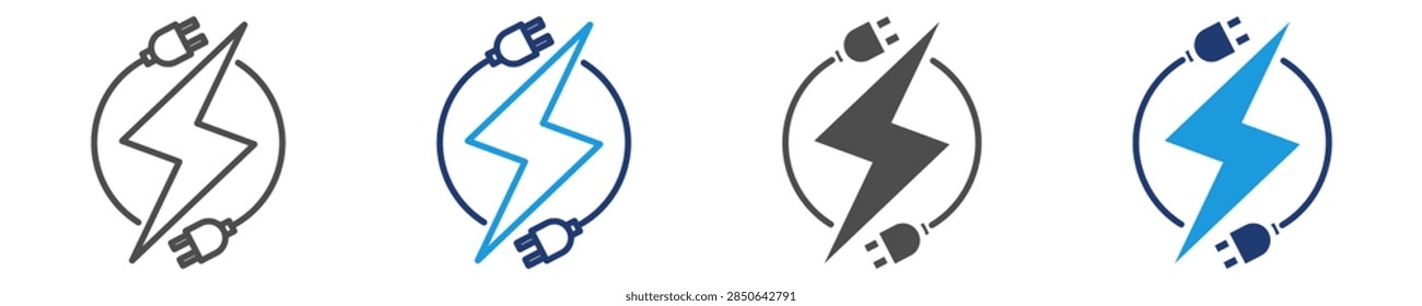 electric power icon set multiple style