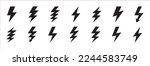 Electric power icon. Thunder bolt lightning icons set. Flash lightning sign vector collection. Various vector stock symbol illustration of thunderbolt electric flashes.