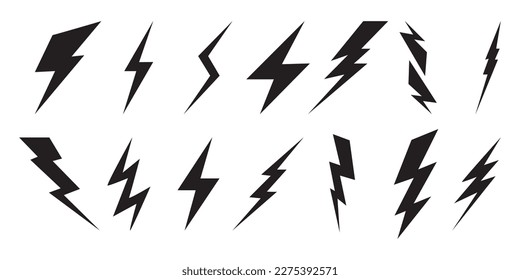 Electric power icon. Thunder bolt lightning icons set. Flash lightning sign vector collection. Various vector stock symbol illustration of thunderbolt electric flashes