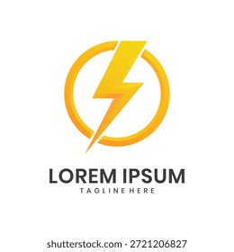 Diseño de logotipo de círculo de relámpago de energía eléctrica