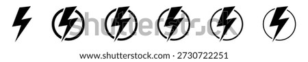Electric Power Lightning Bolt in Circle Icon Set for Energy, Charging and User Interface Design