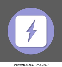 Electric power, lightning bolt flat icon. Round colorful button, circular vector sign with shadow effect. Flat style design