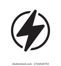 Electric Power Lightning Bolt Icon in Circle for App and Interface Design