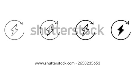 Electric power, lightning bolt progression, renewable energy, minimal vector symbol
