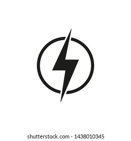 Electric power, lightning icon.  Lightning bolt sign in the circle. Vector illustration. Isolated.	