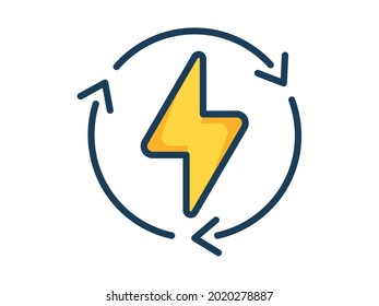 electric power lightning thunder bolt weather electricity single isolated icon with filled line style