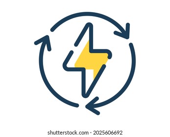 electric power lightning thunder single isolated icon with dash or dashed line style