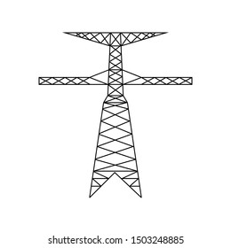 Electric power line tower pictogram. High voltage electric pylon icon. Power line symbol.  Vector illustration