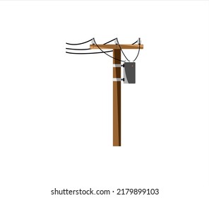 Electric power lines with transformer on the pole