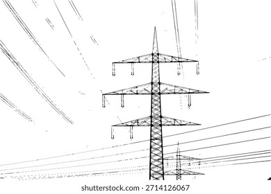 elektrische Stromleitungen Vektor, elektrische Stromleitungen, Hochspannungs-Stromleitungen