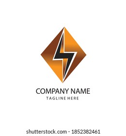 electric power logo, abstract lightning illustration with color emblem, vector design