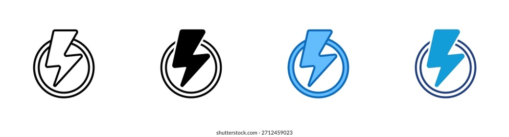 Vector de diseño de íconos de estilo múltiple de energía eléctrica: un audaz relámpago dentro de un círculo que representa energía eléctrica, energía o energía de alto voltaje