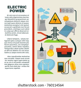 Electric power obtainment and usage promotional poster with sample text