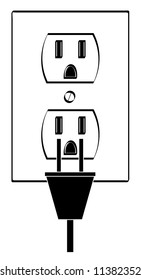 electric or power outlet outline with plug - vector