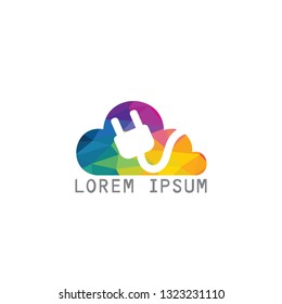 Electric power plug and cloud vector logo design. Power logo design template. Power energy symbol.	
