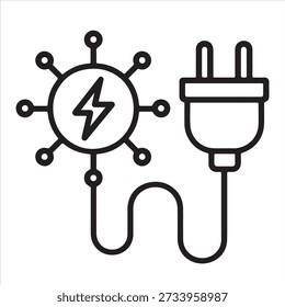Enchufe de energía eléctrica conectado a la línea de eje de energía digital Art