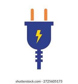 Icono del enchufe de la energía eléctrica con el símbolo de la energía del perno del relámpago, diseño del Vector