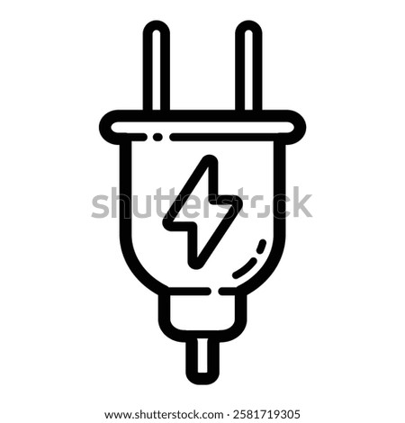 Electric Power Plug Outline Icon Isolated On White Background