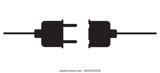 Electric power plug silhouette set. Electrical power plug icon design for your web site design, logo, app, UI, UX design. Electricity wire cord sign vector. Vector illustration.