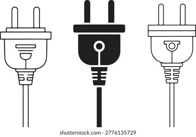 Electric Power Plug Vector Set: European Type