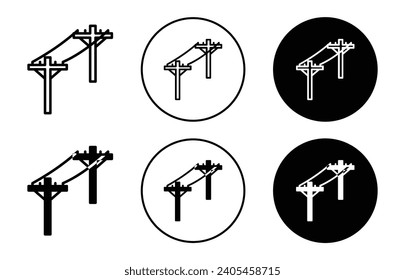 electric power pole symbol icon. electricity power supply power grid outline illustration 