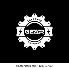 electric power precision gear icon vector logo design template