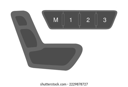 Electric power seat buttons with memory system, vector illustration