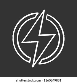 Electric power sign chalk icon. Lightning bolt. Charging. Thunder. Power button. Electricity. Isolated vector chalkboard illustrations