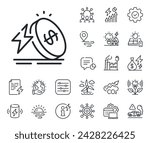 Electric power sign. Energy, Co2 exhaust and solar panel outline icons. Energy price line icon. Rising cost symbol. Energy price line sign. Eco electric or wind power icon. Green planet. Vector