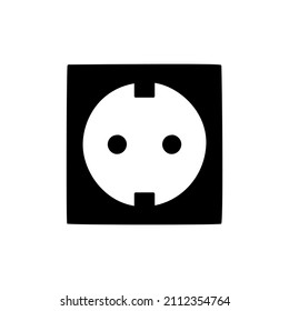 Electric Power Socket icon in black flat glyph, filled style isolated on white background