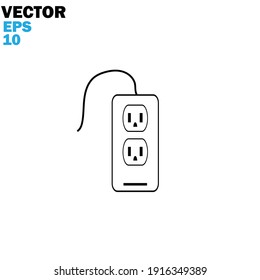 electric power socket icon flat with vector illustration - silhouette style vector icons