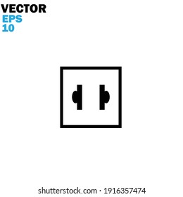 electric power socket icon flat with vector illustration - silhouette style vector icons