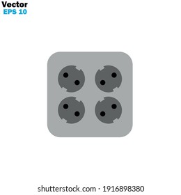 electric power socket icon flat with vector illustration - silhouette style vector icons