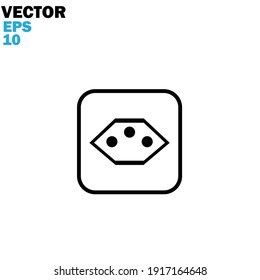 electric power socket icon flat with vector illustration - silhouette style vector icons