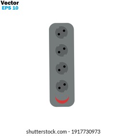 electric power socket icon flat with vector illustration - silhouette style vector icons