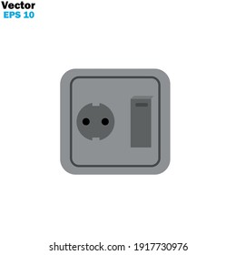 electric power socket icon flat with vector illustration - silhouette style vector icons