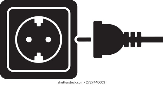 Electric power socket with plug silhouette icon for energy connection