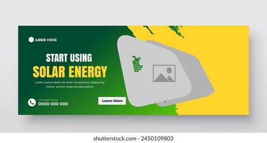 Electric power solar panel and social media post or cover bundle design template