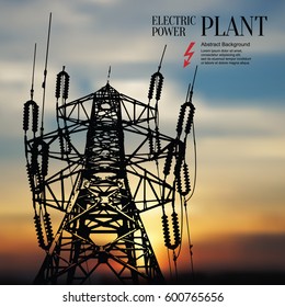 Electric power station. Abstract sketch stylized background
