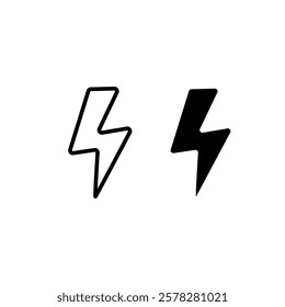 Electric power symbol.  Flash icon. Black and linear power symbol