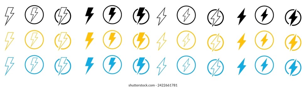 Electric power symbol. Flash lightning bolt icon. Power energy sign isolated on vector illustration.