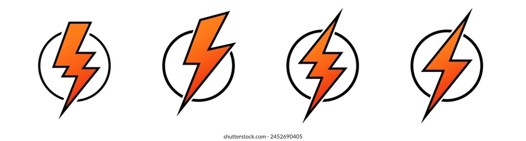 Electric Power und Thunder Flash Bolt Vektorgrafik Icon