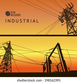 Electric power transmission tower. Vector illustration.