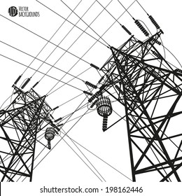 Electric power transmission tower. Vector illustration.