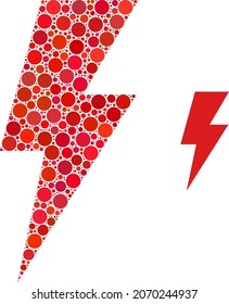 Mosaico vectorial de potencia eléctrica de pequeños círculos de varios tamaños y colores. Los círculos pequeños se agrupan en mosaicos vectores eléctricos. Concepto de diseño de vector abstracto.