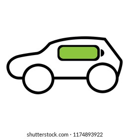 electric powered car,hybrid car icon,flat design on white background,esp10