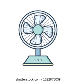 Electric powered fan icon in flat design style. Vector Illustration