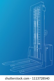 Electric Powered Forklift. Concept logistics transport. Vector created of 3d.
