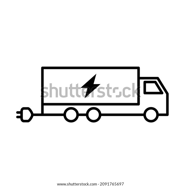 Electric powered truck vector graphic.\
Lorry with elctricitiy for more\
sustainability.